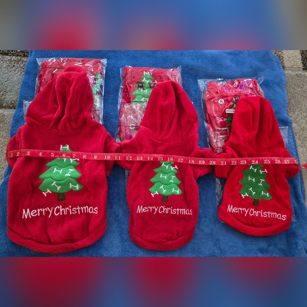 Festive Red Dog Hoodie with Christmas Design, S,M OR L, price Is For 1